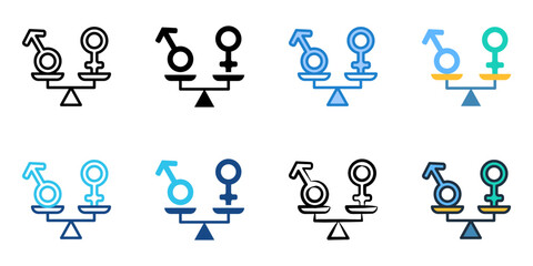 Sexism icon set multiple style collection 
