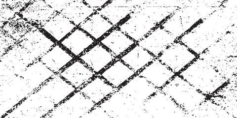 Abstract seamless black and white grunge pattern with vintage border texture, decorative line art illustration, and conceptual paper map frame design