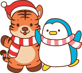 Illustrations of cute tiger character vector clip art for kids.