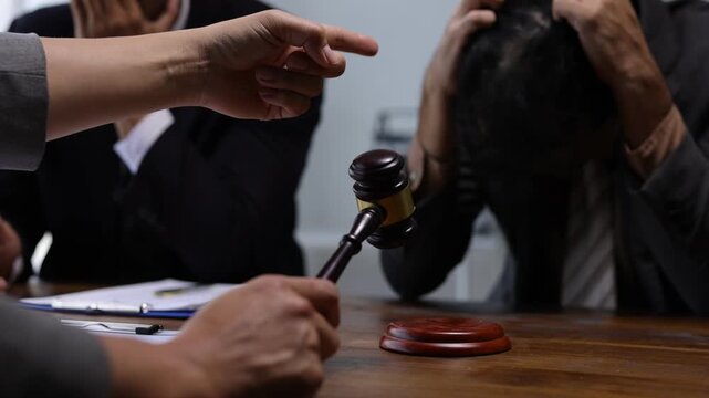 Stressed businessman and lawyer experiencing emotional breakdown, displaying intense disappointment and frustration after losing significant legal case, sitting dejectedly in professional office.
