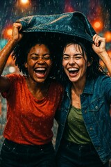 Obraz premium Joy in the Rain