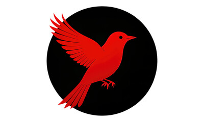 Fototapeta premium Red Bird in Flight with Transparent Background, Minimalist Graphic Design Element