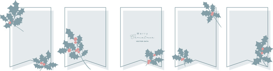 クリスマスのベクターイラストカード。12月のクリスマスポストカード。ヒイラギのクリスマス背景。Christmas Vector Illustration Card. December Christmas Postcard. Holly Christmas Background.