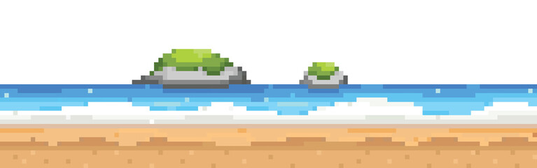 beach landscape pixel art