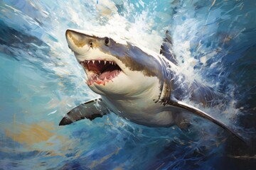 Fototapeta premium Shark painting animal fish.