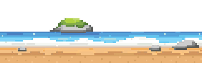 beach landscape pixel art