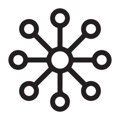 Digital Symbolism of a Distributed Network: A Visual of a Central Processor or Molecule Branching Out to Multiple Peripheral Nodes, Accompanied by Numerical Metrics and a Red Alert Indicator