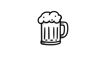 A simple line drawing of a beer mug with foam