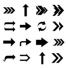 Collection of Black Arrows in Various Directions and Styles