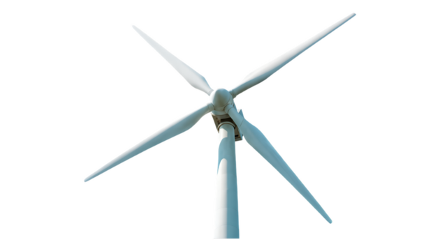 White Wind Turbine Blades on Transparent Background, Modern Renewable Energy Graphic