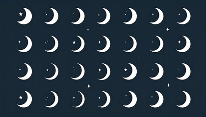 Lunar phases against a night sky