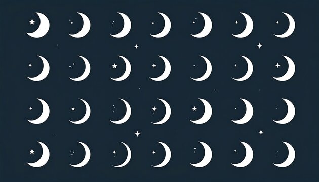 Lunar phases against a night sky