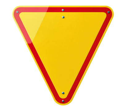 Yellow Triangle Warning Sign with Red Border, Transparent Background, 3D Realism Graphic for Digital Media