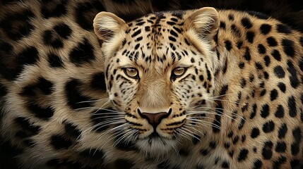 Obraz premium Leopard portrait with spotted fur pattern looking directly at the viewer.