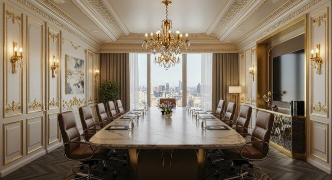 Luxurious Executive Boardroom with City View