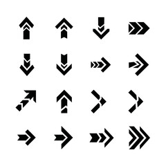 Collection of Black Arrow Symbols Pointing in Various Directions
