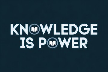Dynamic neon sign declaring Knowledge is Power, with book icons, perfect for education, business, and motivational content