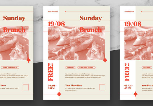 Red And Cream Brunch Sunday Flyer