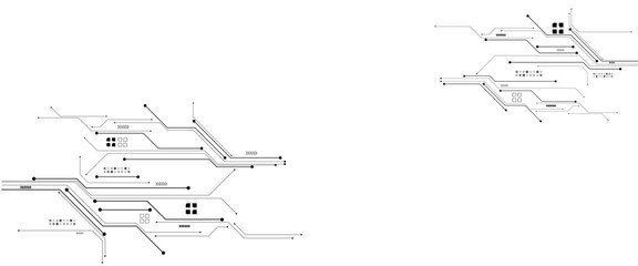 White circuit board background. Technology concept. Thin line wires and dots. AI chip innovation concept. 