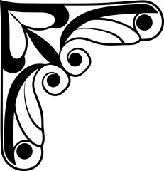 SVG vector illustration of a decorative corner frame border design.Elegant Black and White Decorative Corner Design Art