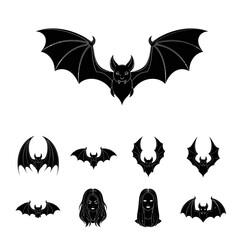 Collection of Black Bat Silhouettes for Halloween Designs