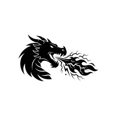 Fierce Dragon Head Exhaling Fire and Lightning