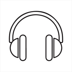 Headphones Line Icon – Minimalist Music and Audio Vector Symbol for Media Design