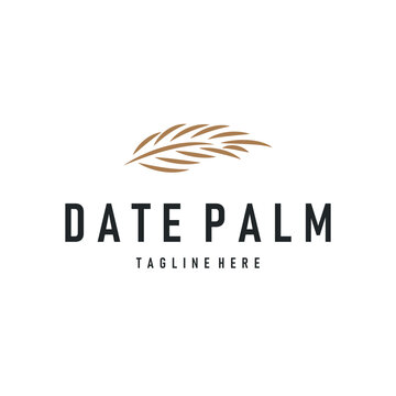 Palm leaf logo design concept line simple minimalist elegant tropical plants, icon symbol template design