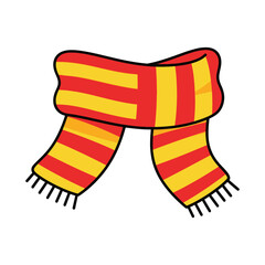 Striped Winter Scarf with Black Outline and Tassels