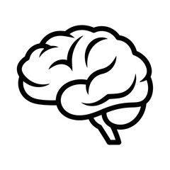 Simple Black and White Brain Illustration on White Background