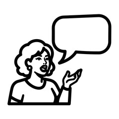 Woman with Curly Hair Speaking in a Speech Bubble