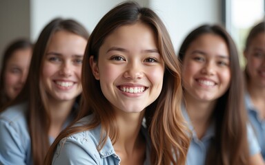 Smiling happy students. High quality