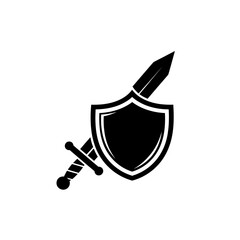 Black Silhouette of Sword and Shield Emblem