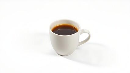 Obraz premium A ceramic coffee mug filled with warm coffee, centered on a clean white background.