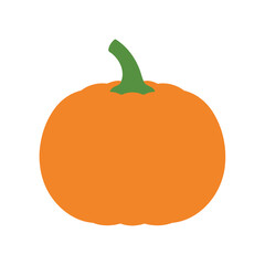 Simple Orange Pumpkin with Green Stem Illustration