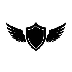 Black Shield with Wings Vector Graphic Illustration