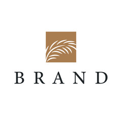 Palm leaf logo design concept line simple minimalist elegant tropical plants, icon symbol template design