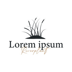 Grass river plant cattails logo, design with simple art concept, natural plant symbol, illustration, template, icon