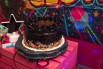 Homemade vegan cake at kid's birthday party