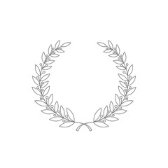 Elegant Laurel Wreath with Berries, Gray Outline Design