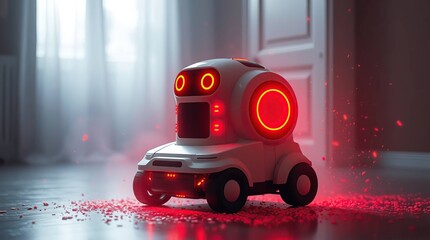 Robot cleaning home floor.