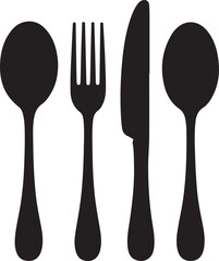 Thanksgiving Utensils Silhouette Vector Black on White