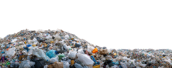 A large mound of mixed garbage and waste materials, showcasing the issue of pollution and environmental degradation.