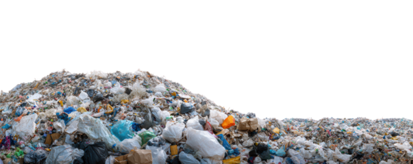 A large mound of mixed garbage and waste materials, showcasing the issue of pollution and environmental degradation.