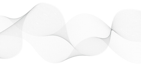 Thin wavy line abstract background. Wavy line horizontal divider outline minimalist background. Abstract black lines wave curve motion on white background. Vector Illustration.