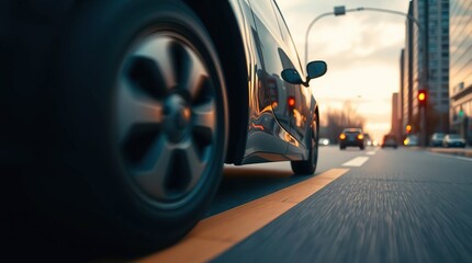 Electric Car City Sunset Drive. (2)