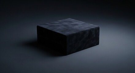 Mysterious dark velvet jewelry gift box in dim light on a black background