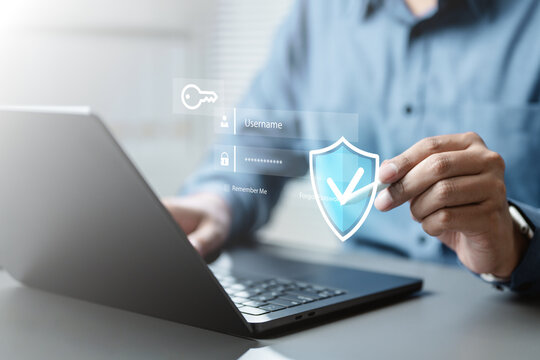 mfa, 2fa, security, login, verify, code, Business professional logging into a secure system with username and password, representing cybersecurity, data protection, and online account authentication.