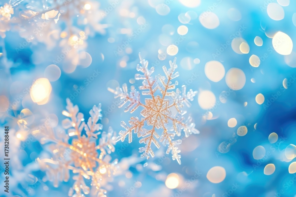 Canvas Prints blue snow flakes pattern bokeh effect background backgrounds snowflake outdoors.