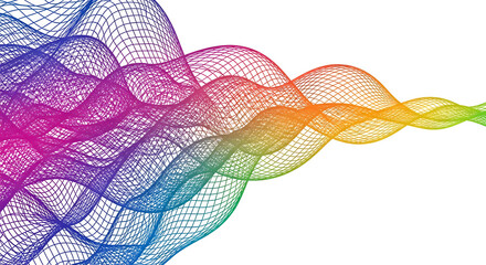 Abstract Flowing Digital Wave with Global Network Connections